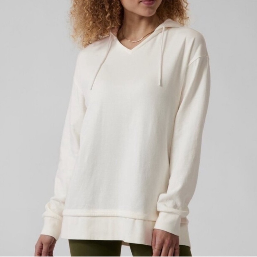 Athleta Sundown Alliance‎ Hoodie Sweatshirt Magnolia White Oversized Cotton XL